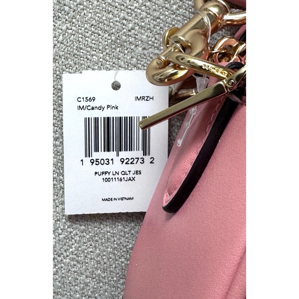 Coach CANDY PINK Puffy Jes Crossbody with Linear Quilting - Picture 13 of 14